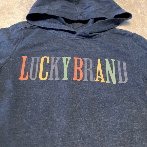 Lucky Brand Kids Multicolor Logo Blue Hooded Shirt - Picture 2 of 3